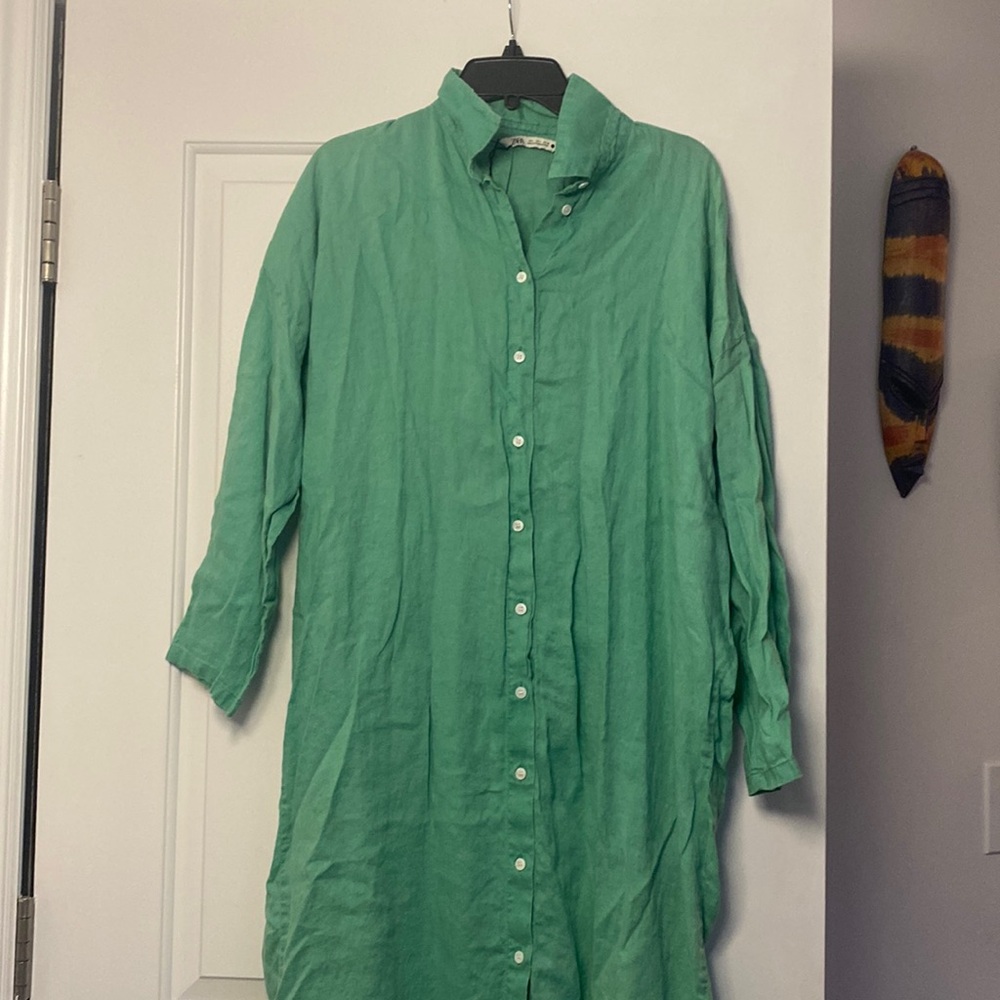 Zara Green Linen Dress
